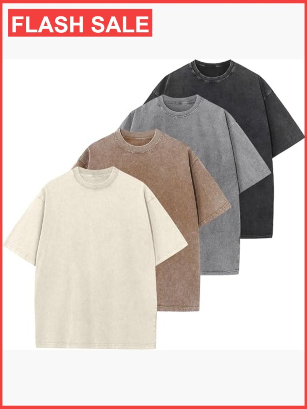 Men's Oversized Cotton T-Shirt Crewneck Loose Fit Vintage Washed Unisex Plain